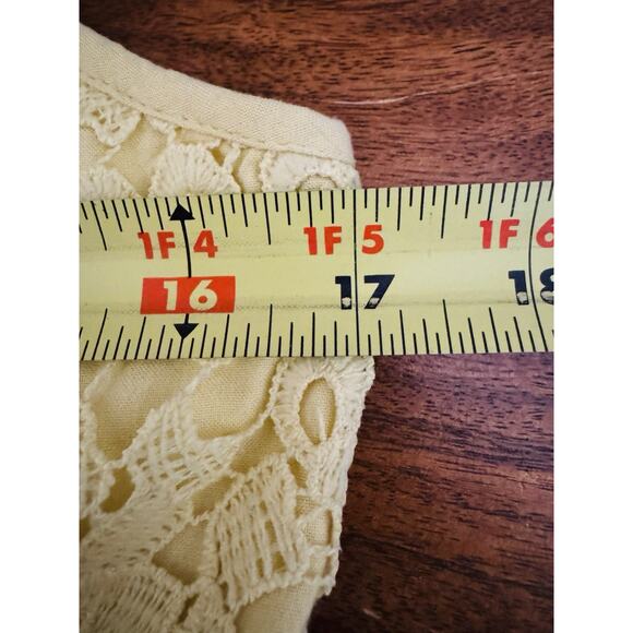 Abercrombie & Fitch Y2K Babydoll Smocked Yellow Floral Lace Semi Crop Top XL - Picture 6 of 8